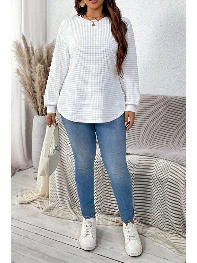 Plus Size Women's Seasonal Fashion Plaid Pullover Sweatshirt