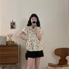 French Style Foreign Style Age-reducing Love Short-sleeved Shirt Women's Summer New Design Sense Niche Loose Pleated Top