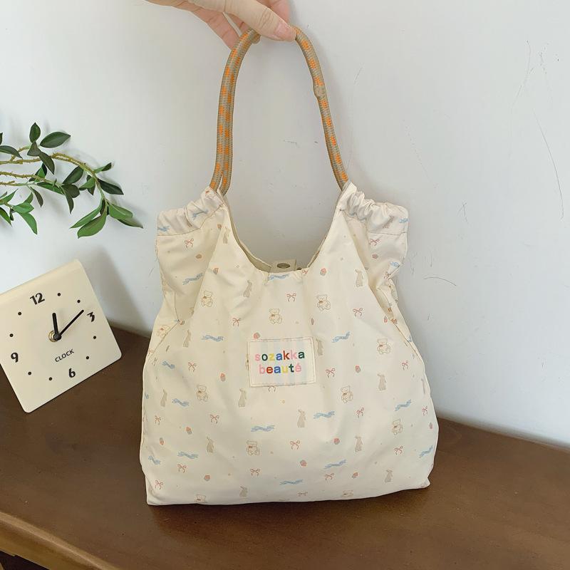 Japanese Cute Soft Girl Student Large-capacity Shoulder Bag Female Korean Version Small Fresh Girl Printed Portable Shopping Bag