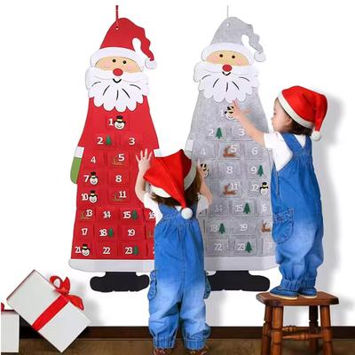 Santa Claus Felt Advent Calendar Countdown To Christmas Wall Hanging For Home Holiday Decor Festive Seasonal Ornament