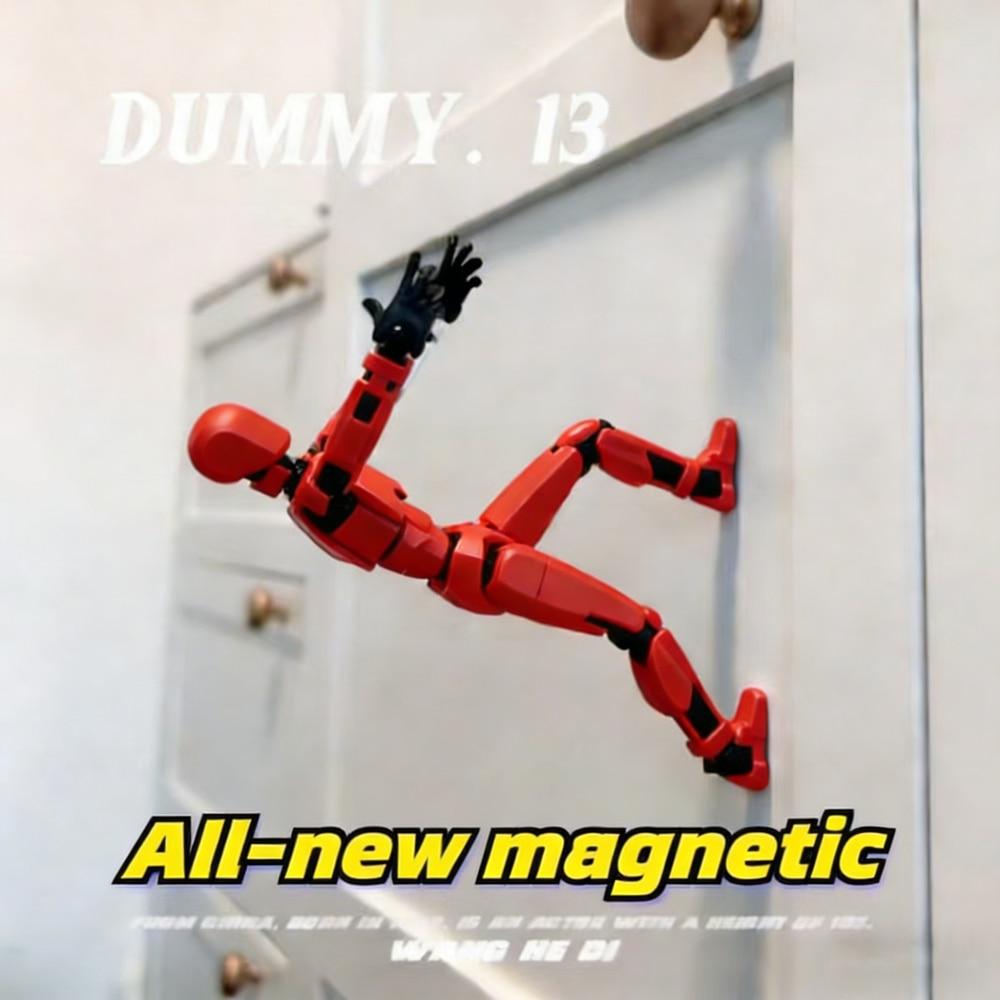 DUMMY 13 Articulated Mobile Robot Toy, 3D Printed with Magnets, Manual Assembly, Red Color