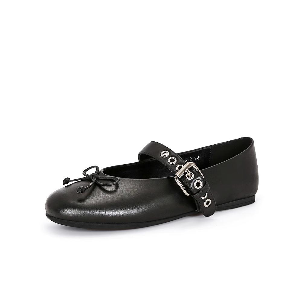 

Версия из овчины~ Туфли-балетки Мэри Джейн из кожи на плоской подошве с круглым носком и бантом для женщин 40