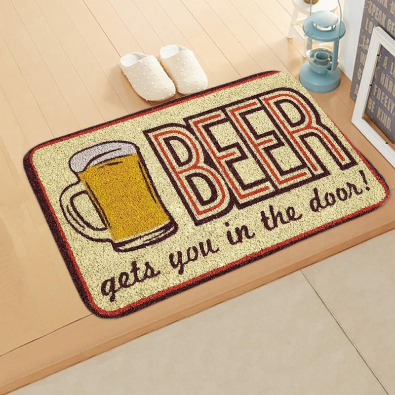 Fleece Door Mat Letter Printed Doormat Anti-slip Entrance Floor Mats for Bedroom Bathroom Carpet Rug