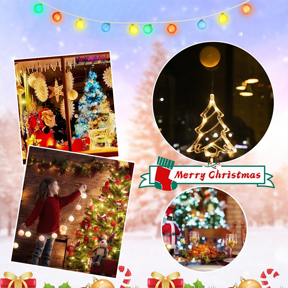 3D Christmas Window Lights Warm White Snowflake Santa Snowman Star Lamp Window Hanging Decor Light for Bedroom Window Wall Door