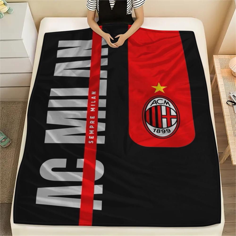 1pc AC Milan Print Flannel Blanket, High quality Comfortable for All Seasons, Home Decor, Warmth and Comfort, Perfect for Christmas Gifts06
