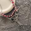 Angle Gothic Multilayer Necklace Heart Pendant Clavicle Chain Choker Crystal Beads Necklace  Gifts