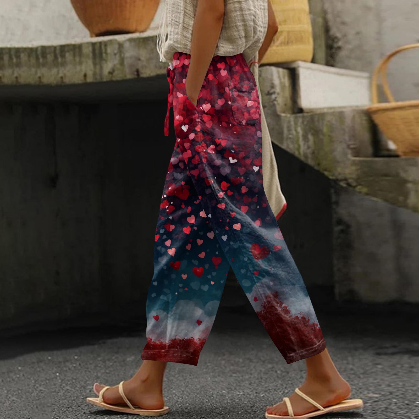 

Женские повседневные брюки с модным принтом и карманами на шнурке, брюки с эластичной резинкой на талии M