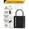 Pothunder Heavy Duty Smart Padlock, Gate Lock Padlock with Key Code and RFID, Outdoor Weatherproof Biometric Digital Lock for Gate, Sheds, Fence,