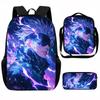 Set Zaino Scolastico Cartone Animato Anime Bambini Leggero Ergonomico Borsa a Spalla Doppia Con Portapranzo Astuccio Tessuto Oxford