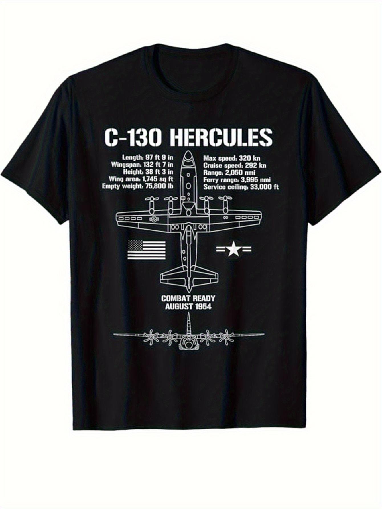 

with C-130 Hercules Aircraft Graphic -100% cotton O-neck summer short-sleeved casual men s printed T-shirt. 4XL