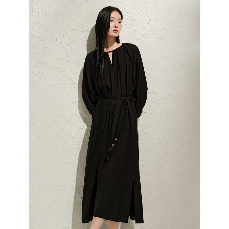 Women's JIUZI ANNACO Round Neck Tencel Loose Robe Dress