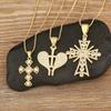 Nidin Hot Sale Sparkling Zircon Cross Pendant Necklace 6 Styles For Female Male Light Luxury Chain Link Jewelry Gifts Wholesale