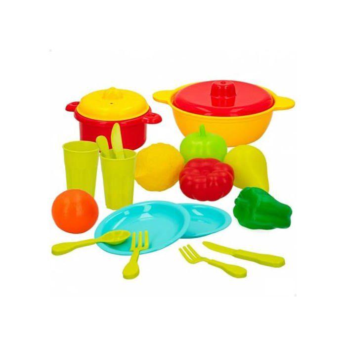 Ensemble de dinette - COLORBABY - 20 pièces - Coloré - Développement d'imagination - Dextérité - Plastique