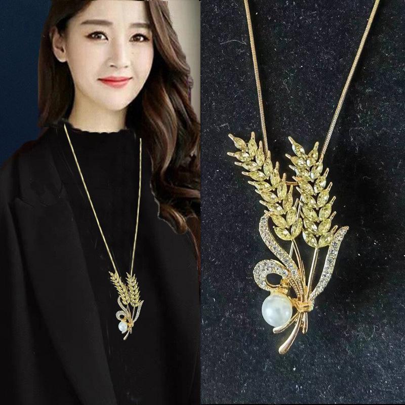 Alloy long sweater chain necklace pendant women's simple and versatile autumn and winter clothes pendant accessories