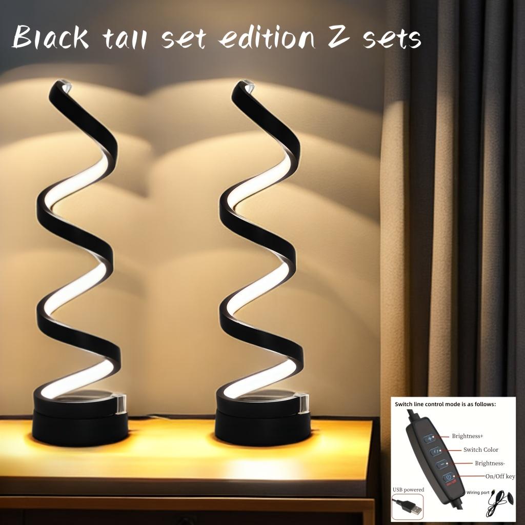 2 spirallampebordlamper: moderne geometrisk design, dimbar, USB-drevet, egnet for soverom, studierom, stuer og som gaver