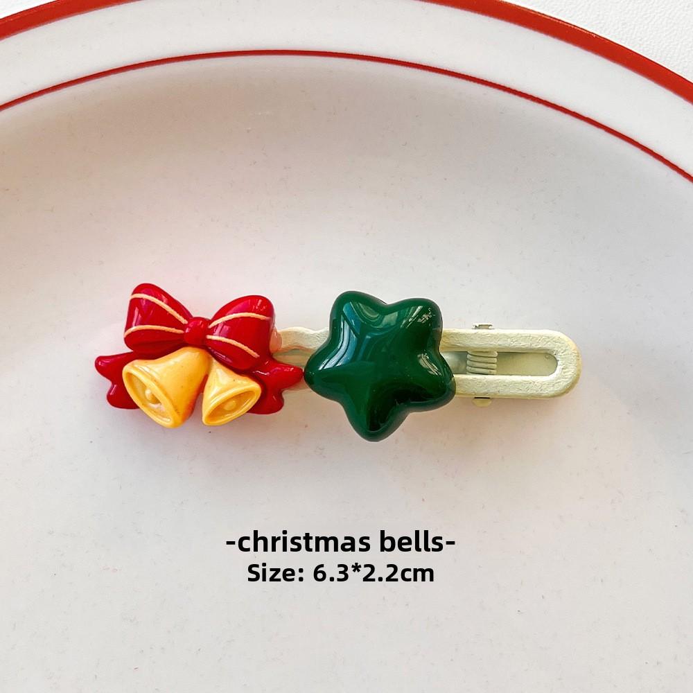 

Cute Christmas Five-pointed Star Hairpin, Girl s Heartbroken Hairpin, Hair Accessory, Cartoon Santa Claus Bangs Side Clip Christmas bell