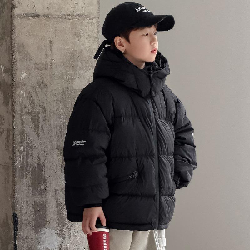 Boys Big Kids Thickened Hooded White Duck Down Warm Winter Coat
