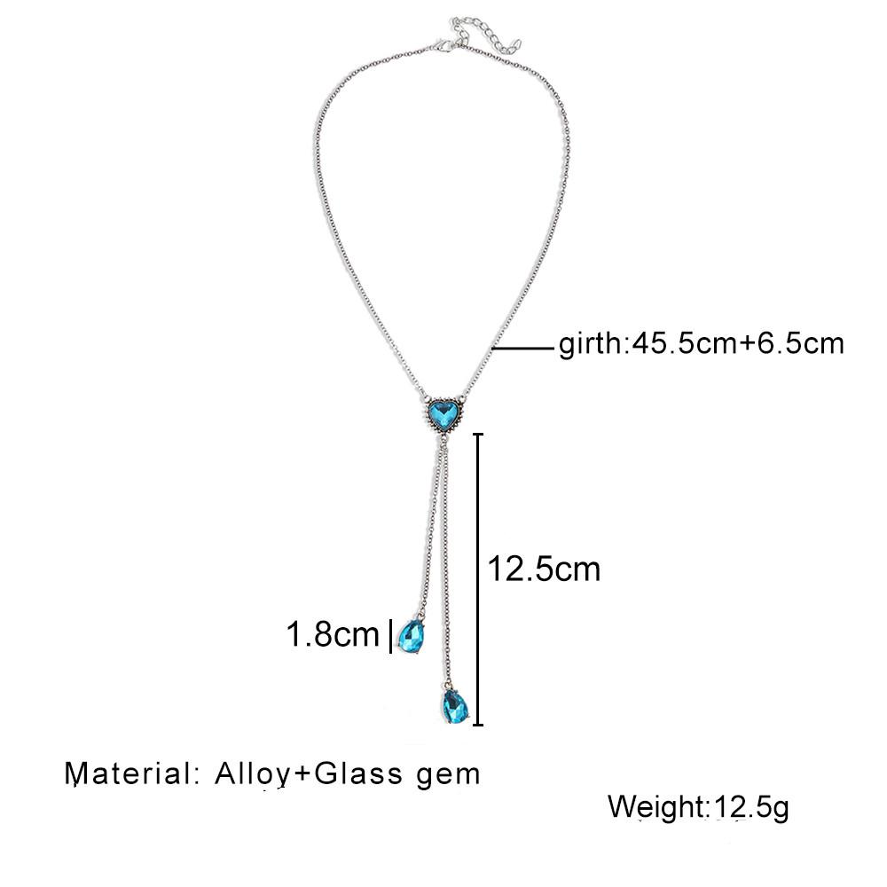 Bohemian Multilayer Blue Crystal Long Tassel Pendant Necklace Women Wedding Party Jewelry Gift