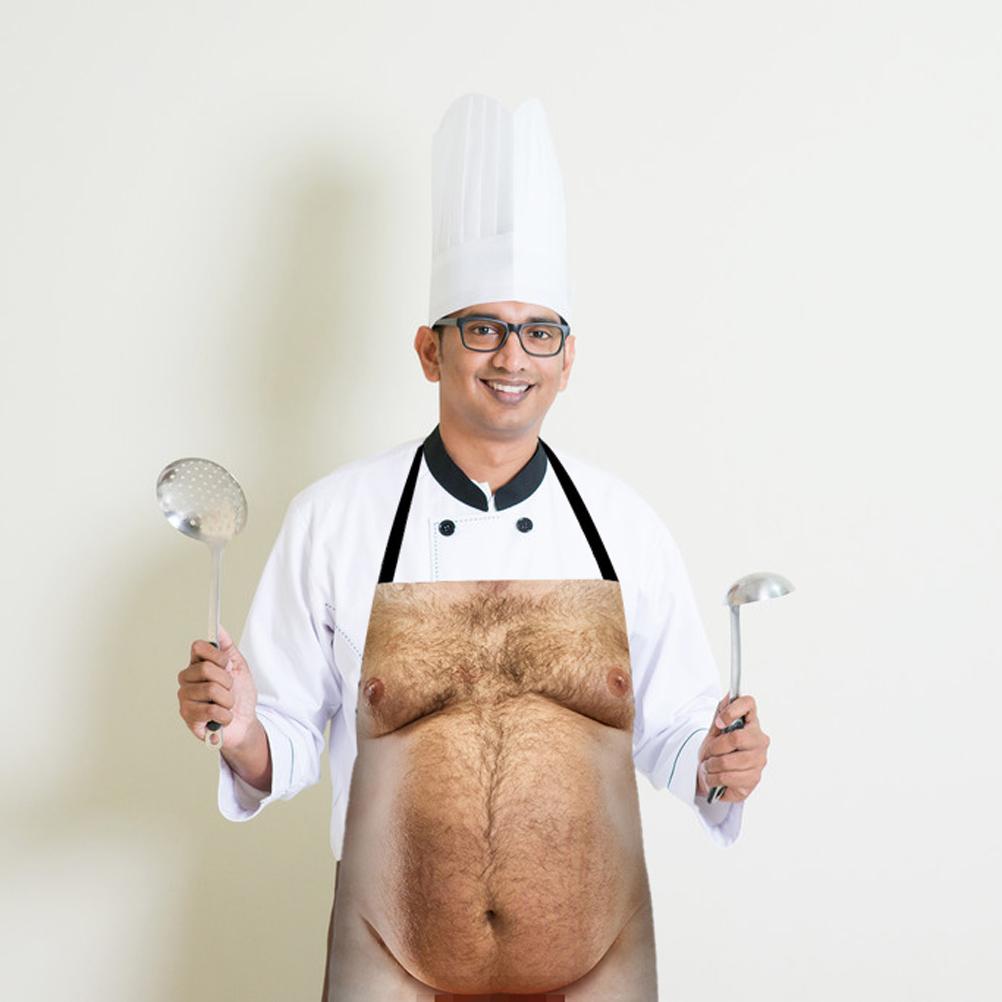 Funny Men Belly Cooking Aprons Kitchen Barbecue Funny Printing Aprons 3D Apron