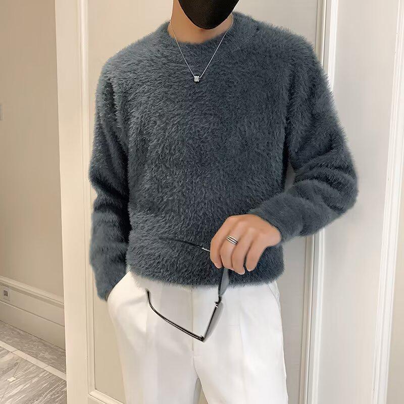 Men s Thickened Winter Mink Velvet Sweater - Warm Knitwear with Fleece Lining for Autumn/Winter. XXXL