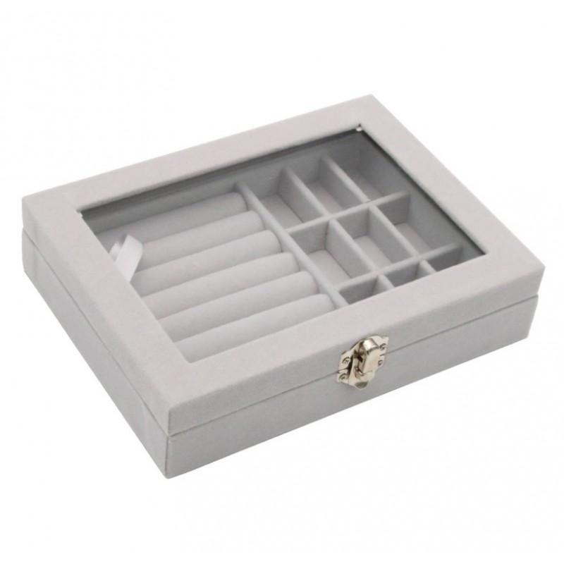 Jewelry Box Organizer Gray Box Roomy Case