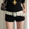 Vintage Women Wide Belt Metal Buckle Punk Style Belt Retro Leather Waistband  Girls
