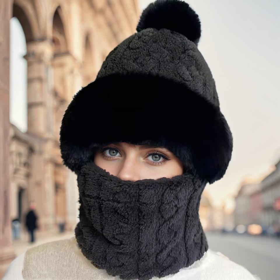 Loogdeel Neck Warmer Fleece Beanie Hat Scarf Mask Windproof Multifunctional Skiing Caps Winter One-Piece Head Cover