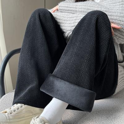 Wide-leg Pants Women's Autumn and Winter Velvet New High-waisted Loose Casual Small Narrow Version Straight Chenille Pants
