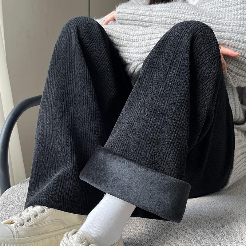 Wide-leg pants women's autumn and winter velvet new high-waisted loose casual small narrow version straight chenille pants