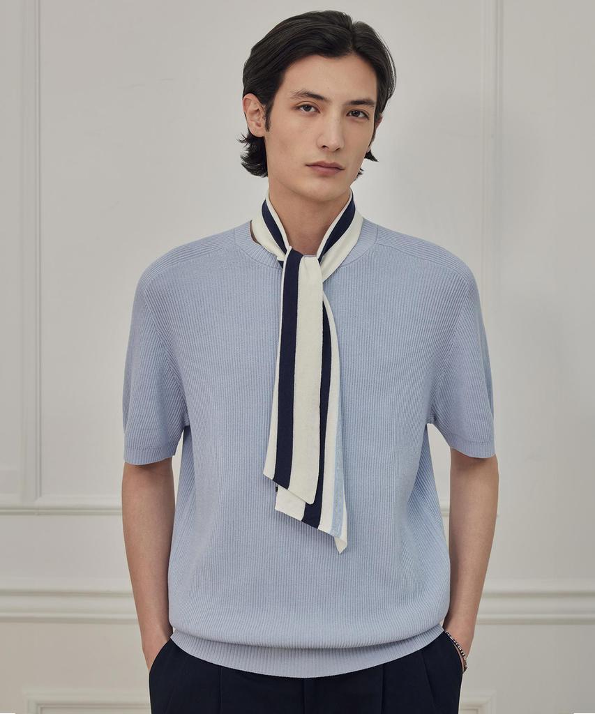 THEKNITCOMPANY Abyss Linen Crewneck - Celestial Blue