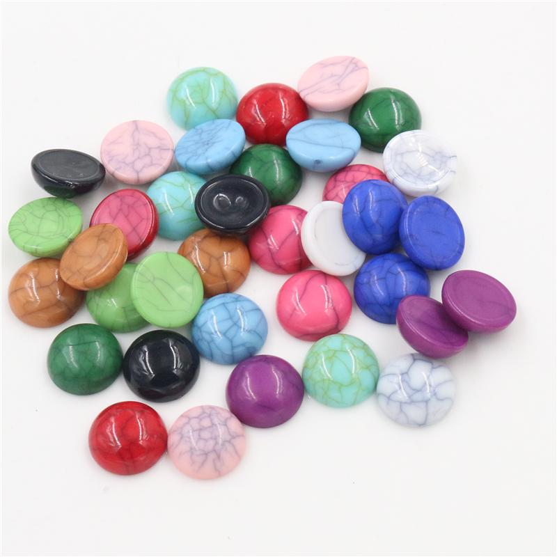 

New Fashion 40pcs/lot 12mm Mix Colors Flat Back Resin Cabochons Cameo
