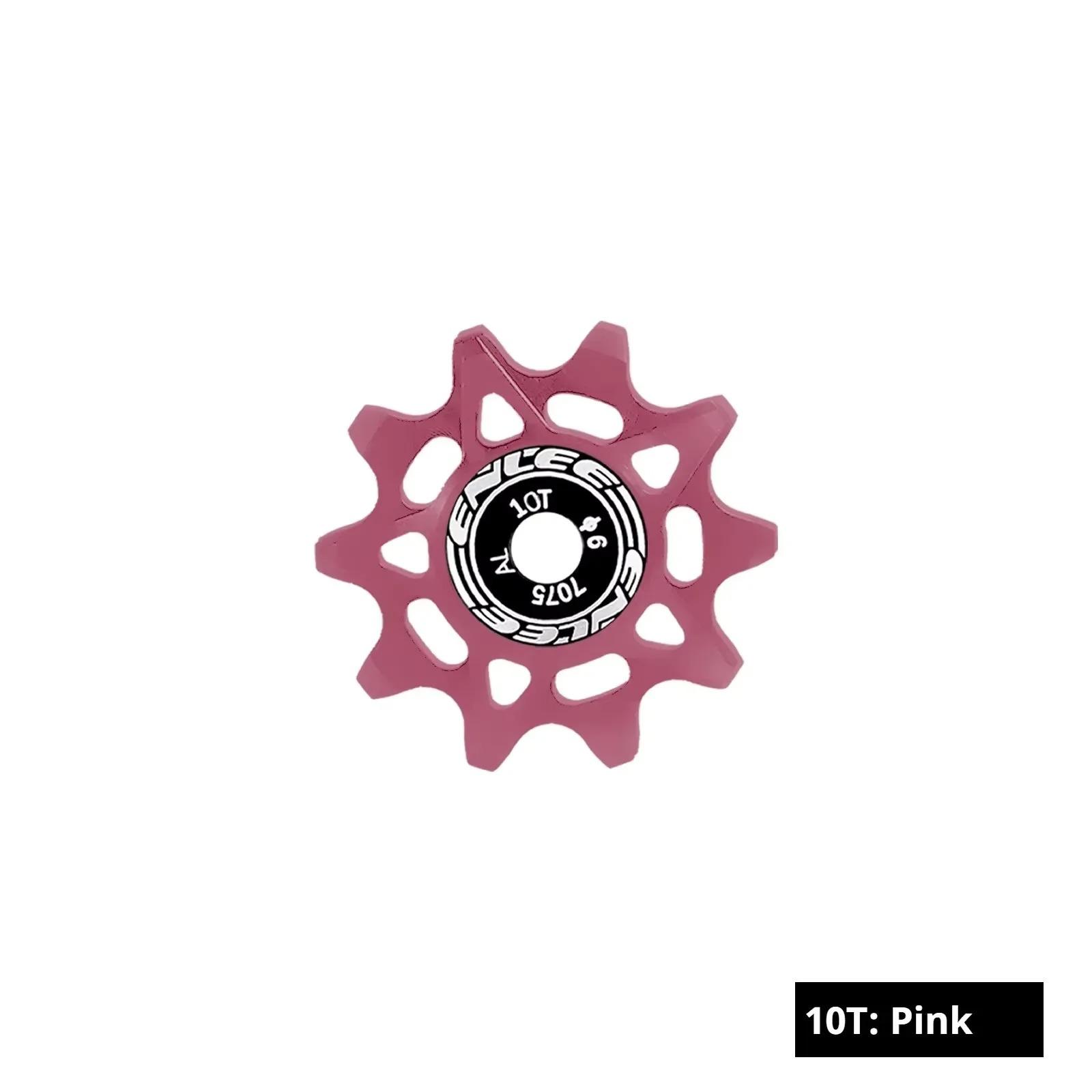 ENLEE Ceramic Bearing Bicycle Rear Derailleur Jockey Wheel AL MTB Guide Pulley 11T 12T 14T 16T Road Bike Guide Roller 4mm 5mm 10T Pink