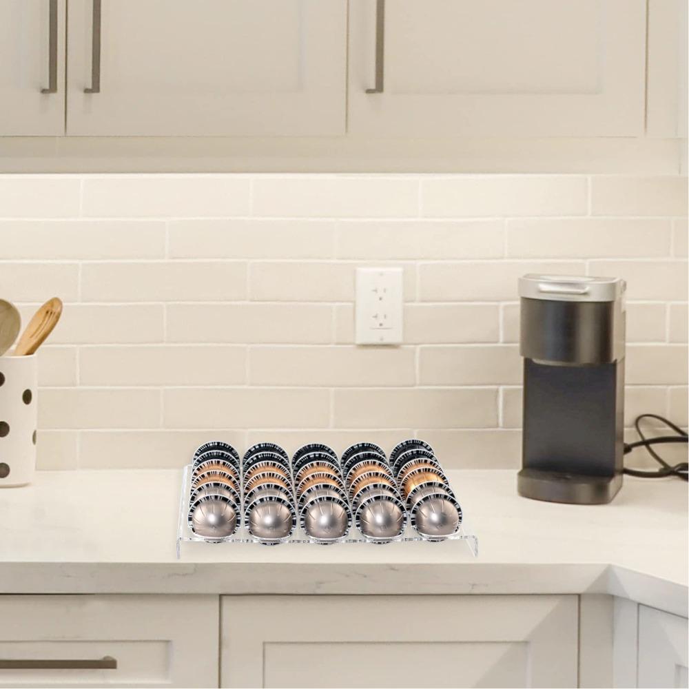 Clear Plastic Coffee Pod Storage Tray Holds 25 Capsules Capsule Storage Drawer  For Kitchen
