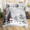 Happy New Year Xmas Duvet Cover 3 Piece Snowman Bedding Set Winter Themed Comforter Cover Merry Christmas Themed Bedspread Cover