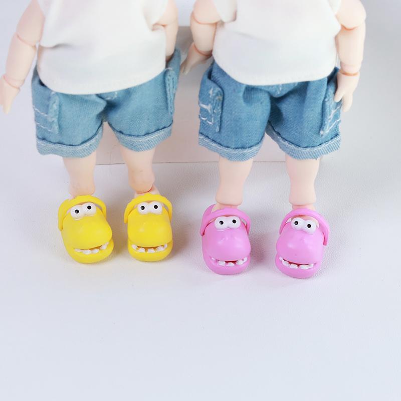 2Pcs 1:12 OB11 Smile Shoes Sippers Doll Classic Shoe Suit For Ob11 1/12 Bjd Detachable Doll Gsc DOD YMY Doll Accessories 4 color