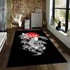 Koi Fish Rug with Wave Pattern and Red Sun Background Suitable for Use As an Anti-slip Game Mat for Living Room and Bedroom Sofas