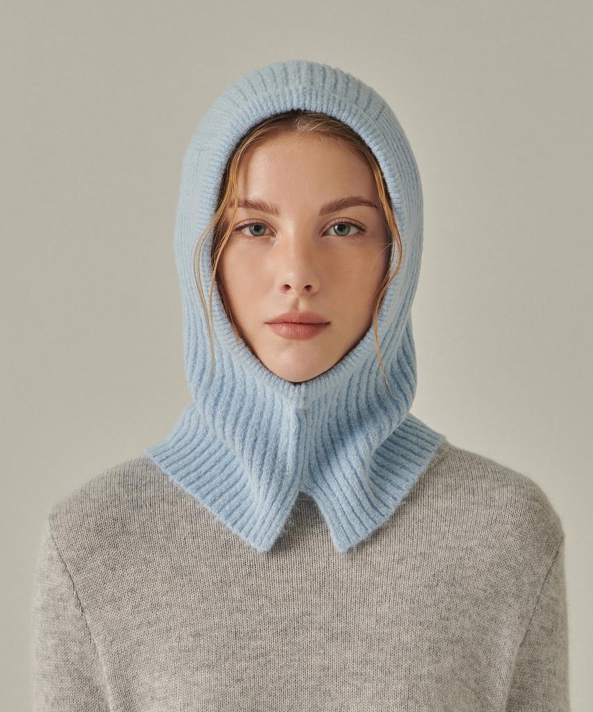 MUSINSA STANDARD WOMAN Women'S Soft Boucle Knit Balaclava [Sky Blue]