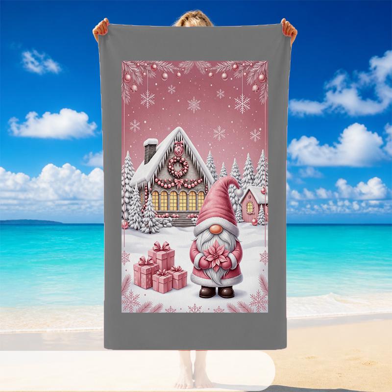 Christmas Printed Beach Towel Soft Quick Dry For Indoor Outdoor Home Use Holiday Gift