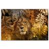 Canvas Print, Lion and Golden Leaves Monstera