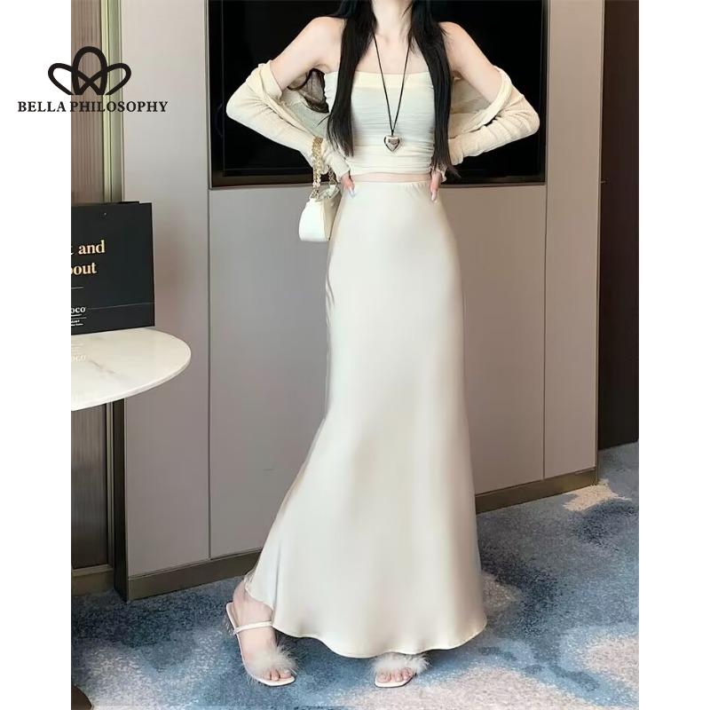 Новая летняя атласная высококачественная юбка «рыбий хвост» в корейском стиле с высокой — фото 6