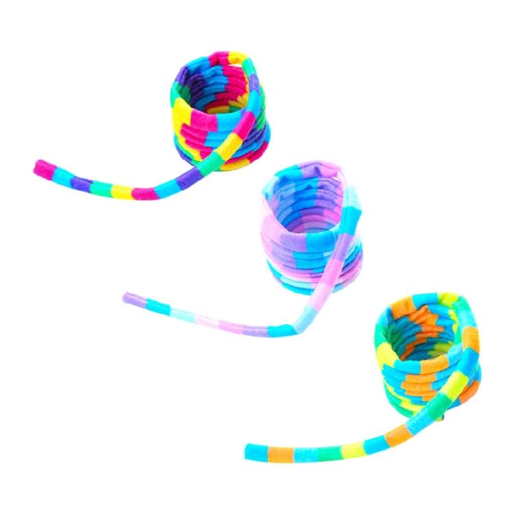 Interactive Colorful Rainbow Striped Plush Telescopic Spring Cats Toy Make Curiosity and Provide Hour of Entertainment