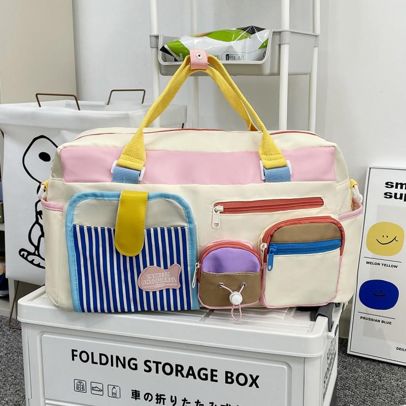 

Простая сумка для путешествий на короткие расстояния, подходящая по цвету, модная, текстурированная, большая вместимость, легкая, для спорта, фитнеса, на каждый день, через плечо one size розовый