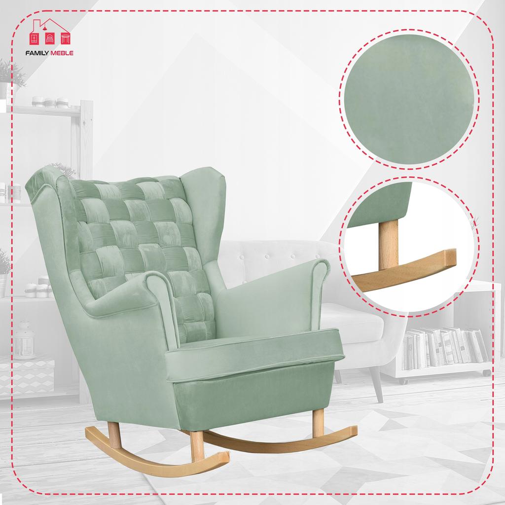 Carol Rocking Chair, Scandinavian, Family Meble, Light Mint