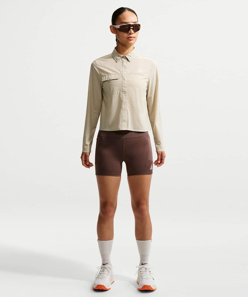 NIKE Acg Aries Button-Up Long Sleeve Trail Running Top W - Cream Ii: Summit White / Ir7297-236