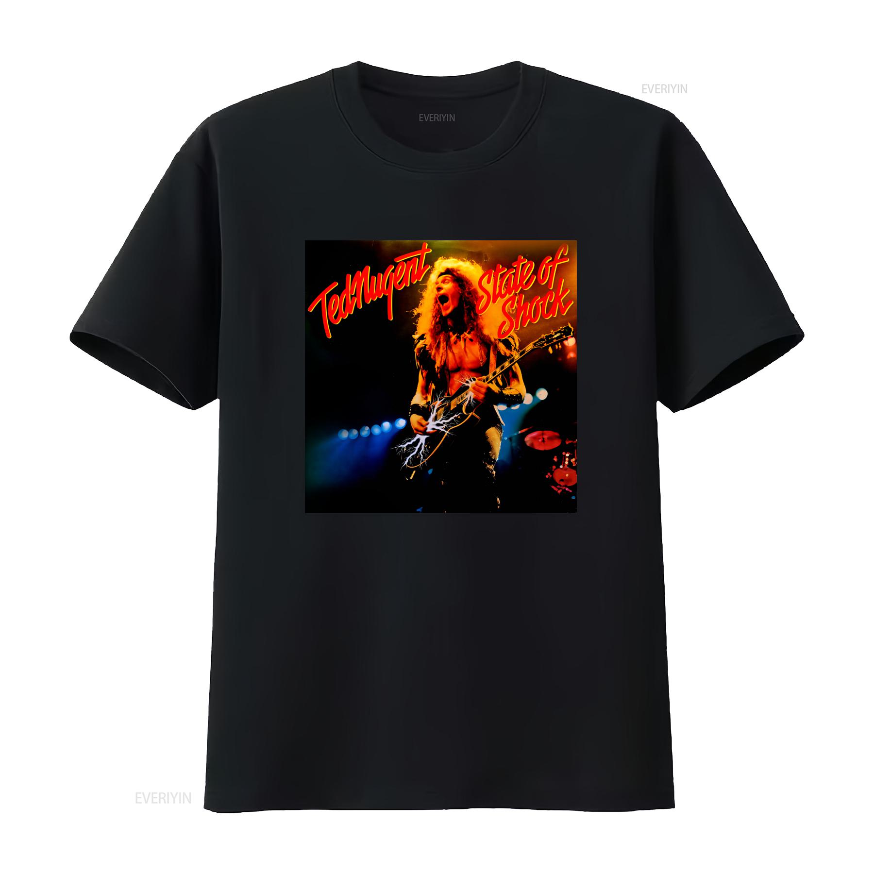 

Ted Nugent State Of Shock Vintage Rock Band T Shirt 90s Style Black Rare Double Sided Sizes S 5XL F030 vintage Washed fashion 4XL