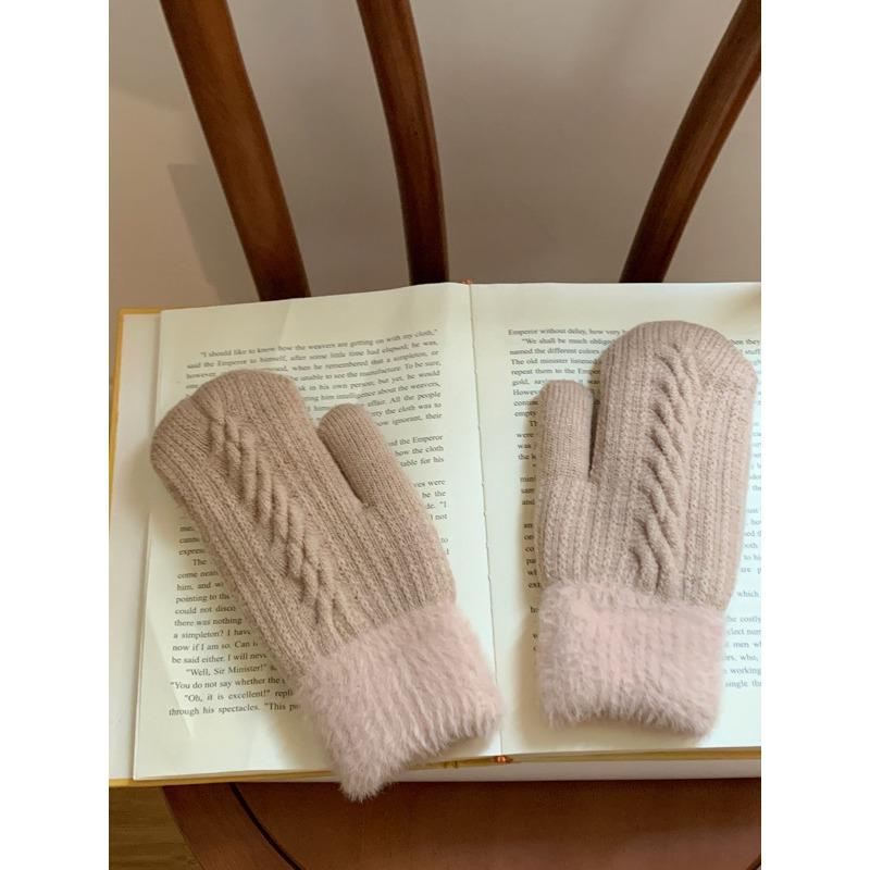 Cold Proof Cycling Gloves for Students Anti Freeze Warm Velvet and Thickened Knitted Gloves for Women  Winter