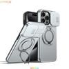 Armor Magnetic Case For 17 16 15 14 13 Pro Max Plus Camera Protect Ring Holder Cover