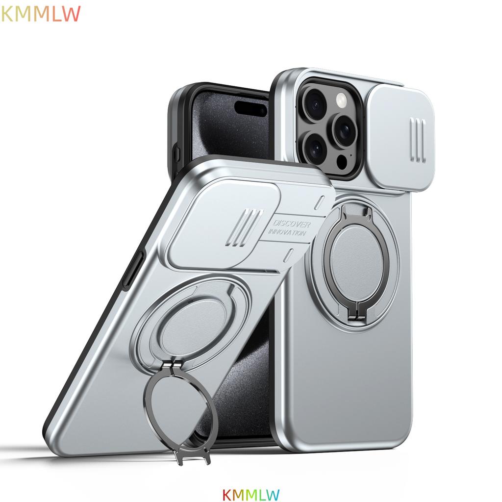Armor Magnetic Case For 17 16 15 14 13 Pro Max Plus Camera Protect Ring Holder Cover