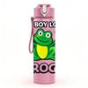 1PC This Boy Loves Frogs Cartoon Print 750ml Color Plastic Sports Water Bottle Leakproof Flip Straw Lid Suitable for Sports Office Home Use