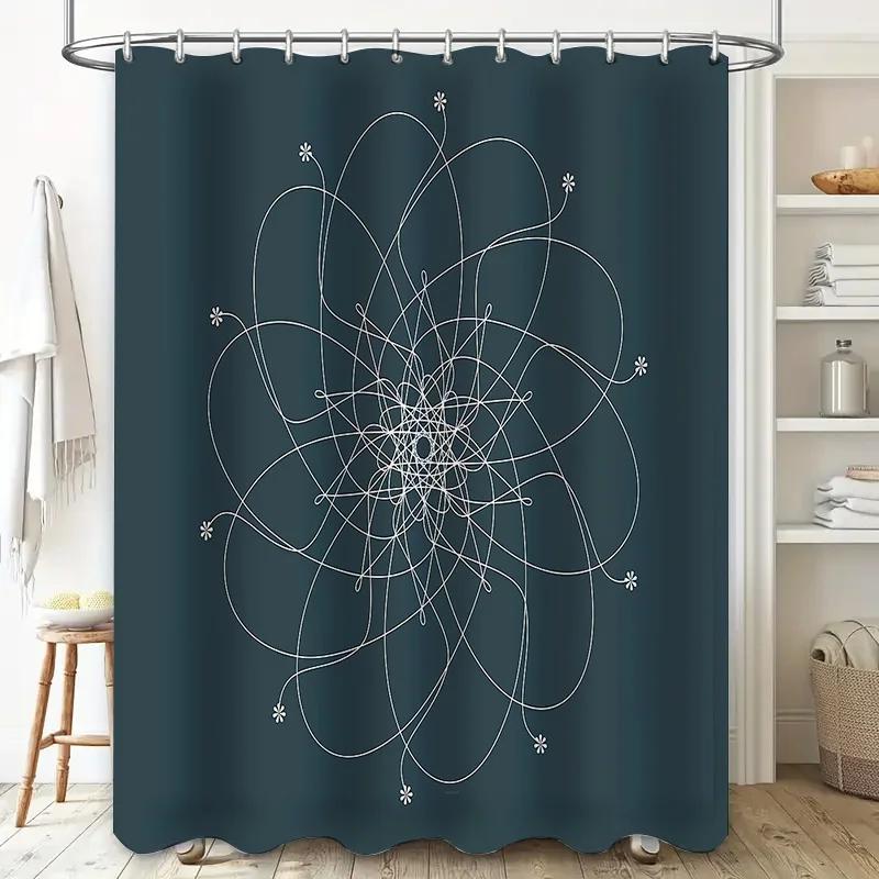 Boho Mandala Shower Curtain Nature Patterned Bathroom Decor Modern Farmhouse Shower Liner Artistic Wall Hanging Tapestry